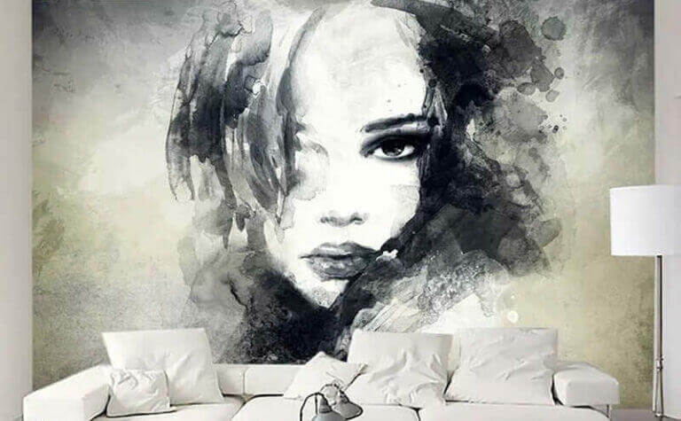 Living-room_printed-walls_Face-portraits